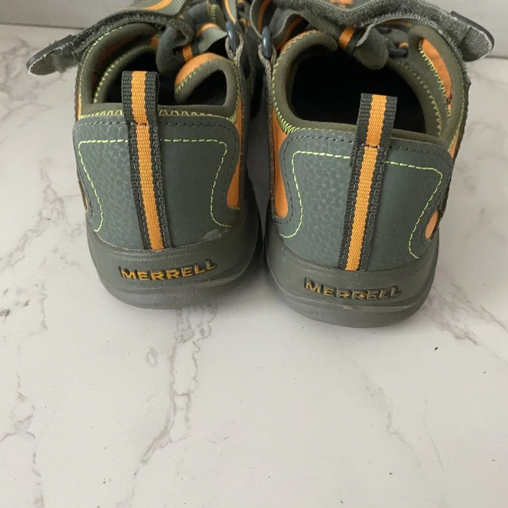 Merrell Hiking Sandals Kids Sz 4W Grey Orange‎ Outdoor Camping